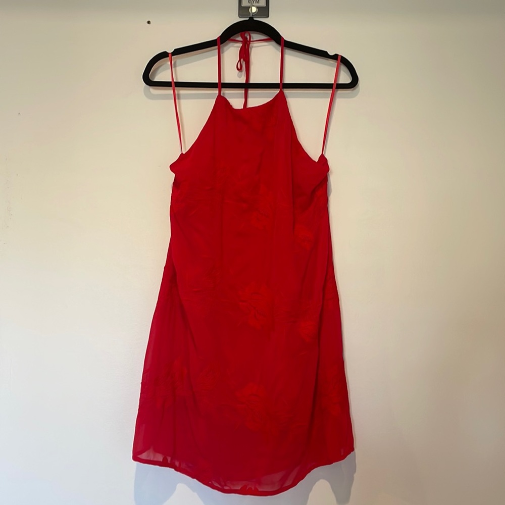 Red Mini Slip Dress with Spaghetti Straps